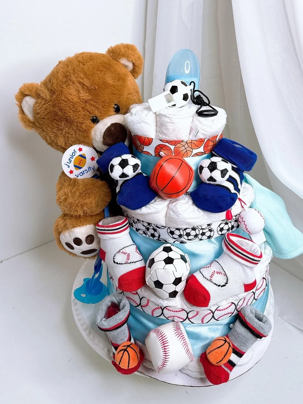 Sports Diaper Cake, Teddy Bear Diaper Cake, Baby Shower Gift